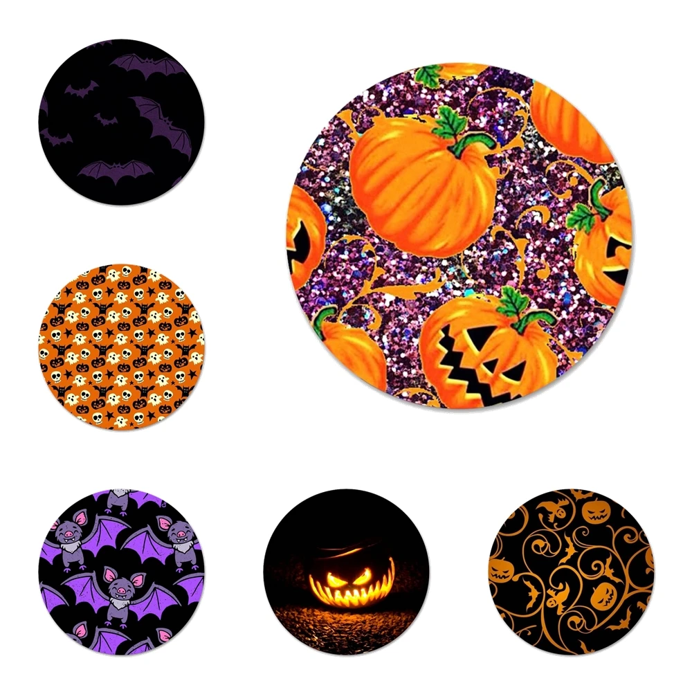 

58mm Halloween Scary Pumpkin Pattern Icons Pins Badge Decoration Brooches Metal Badges For Clothes Backpack Decoration
