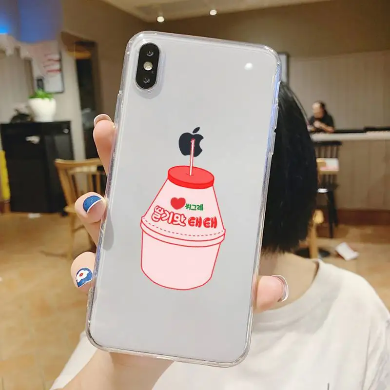 

Strawberry Banana Milk Drink Phone Case Transparent soft For iphone 5 5s 5c se 6 6s 7 8 11 12 plus mini x xs xr pro max