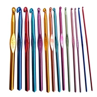 free shipping colorful aluminous crochet hooks 12pcs with bag size 2 0 8 0 mm crafts crochet for diy knitting needlework