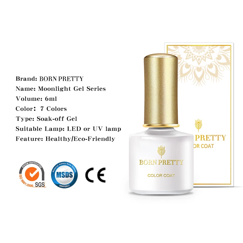 Гель-лак BORN PRETTY серии Moonlight White для дизайна ногтей 6 мл блестящие ракушки гель-лаки