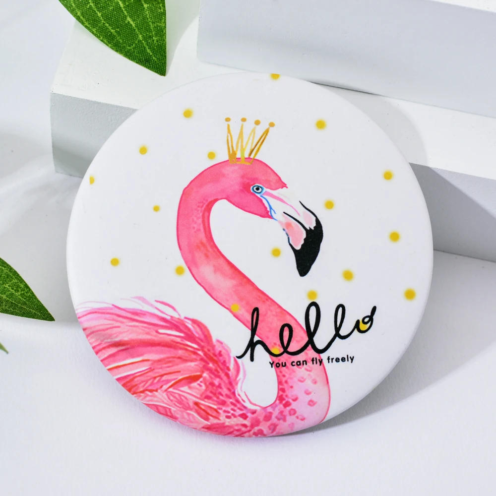 Vicney Flamingo элемент креативный Женский Круглый Мини карманный макияж зеркало с