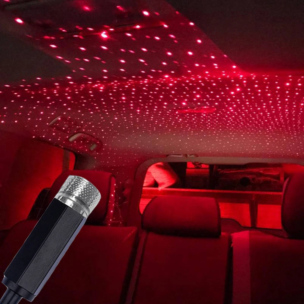 

5 шт. автомобильный светильник на крышу Звездный мини светодиодный Звездный лазер атмосферный окружающий проектор USB красный Автомобильный...