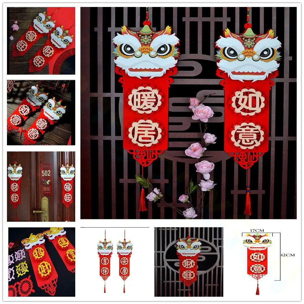 

Китайский новый год традиционной культурой танец льва Двустишия нетканый двустишие фестиваля весны фу благословляющие наклейки