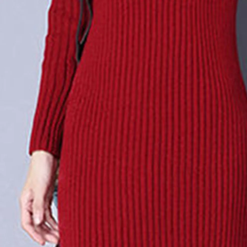 

Thick knit dress, long sleeves, autumn and winter, Korean version, slim, slim, versatile, long skirt, knee-length, warm