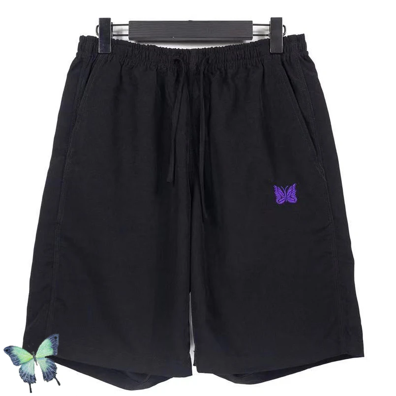 

Awge Needles Casual Shorts Men Women Mid Weight Bow Shorts Embroidery Butterfly Short Pants