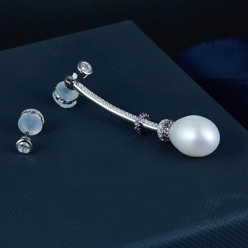 Женские асимметричные серьги SLJELY из стерлингового серебра 925 пробы с натуральным