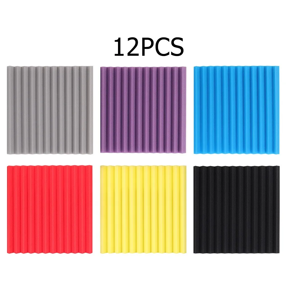 

12 Pack Acoustic Foam Panel Wedge Studio Soundproofing Wall Tiles Treatment Panel Sealing Strips Protective Sponge 300x300x25mm