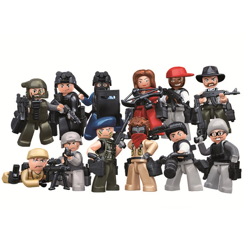 SLUBAN полиции SWAT спецназ современный солдат бандиты Ghost Commando фигурки строительные