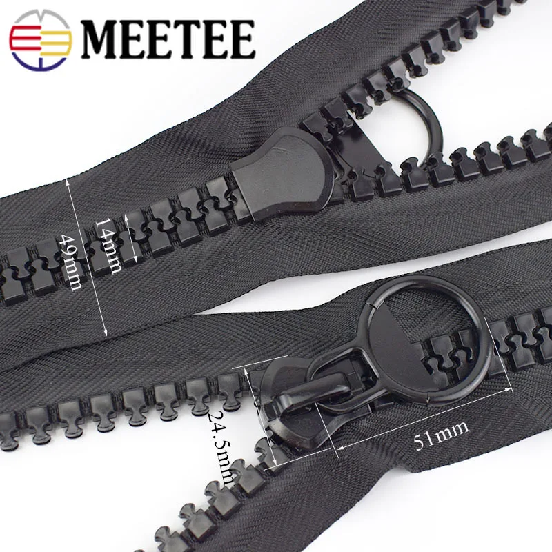 Meetee 1 шт. 60/75/100/150/200 см 20# экстра большие резиновые черная молния с открытым концом Авто замок застежка-молния DIY пуховик пальто швейная фурнитура