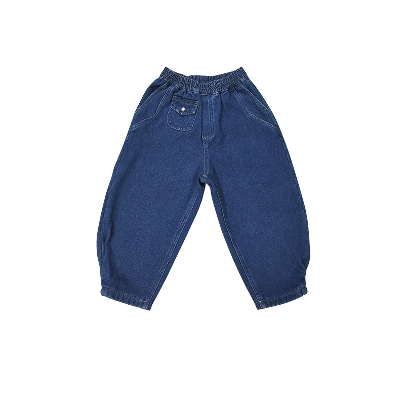 

WLG Boys Girls Jeans Kids Trousers Winter Velvet Thick Denim Blue Jean Baby Warm Fashion All Match Bottoms for 2-7 Years