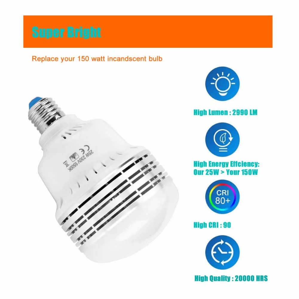 E26/E27 2990LM White Ligthing Bulb Video Light Photo Studio Photography Bulb Daylight Lamp Fridge Light Bulb Energy Saving Bulbs