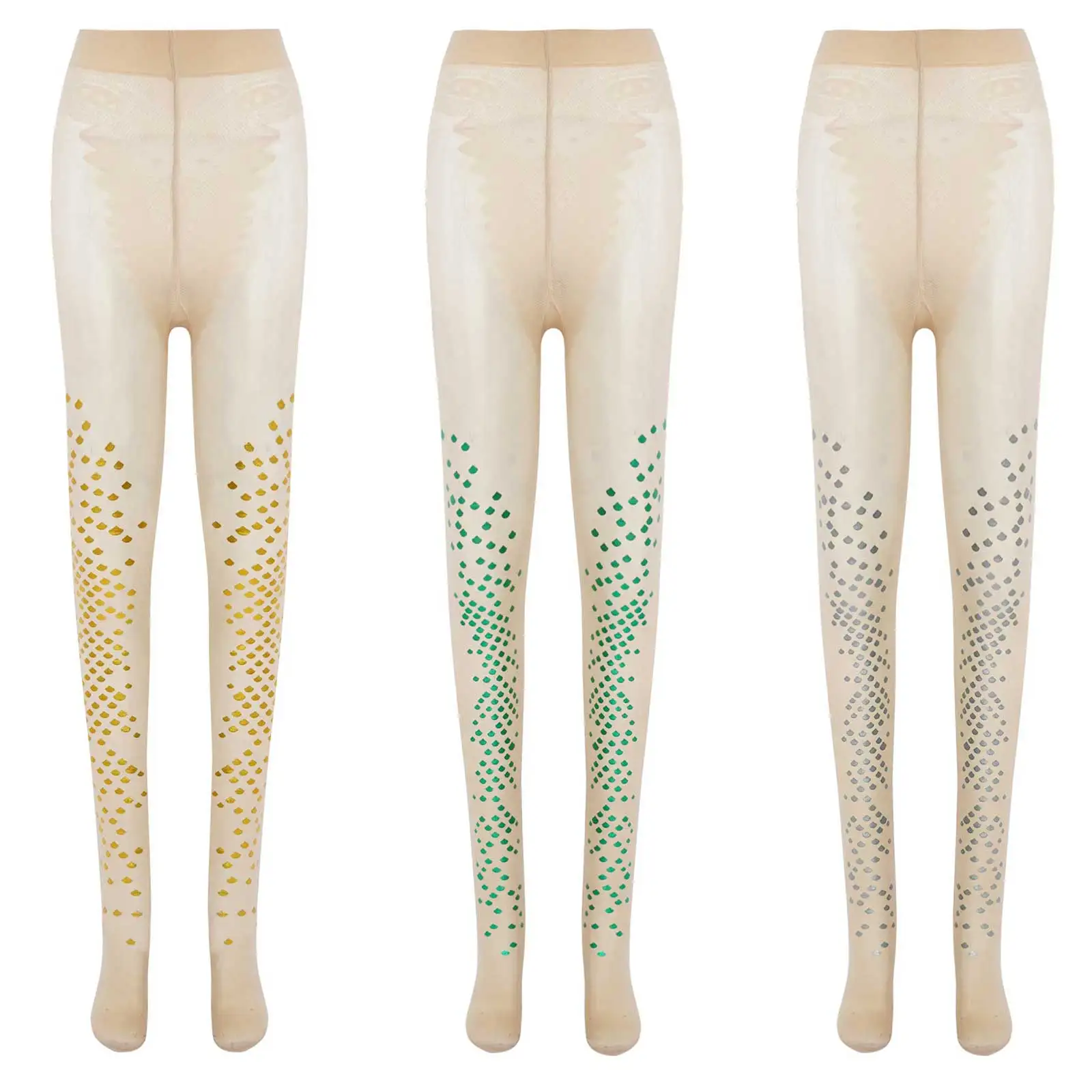 Женские блестящие колготки с принтом чешуи русалки чулки сексуальные