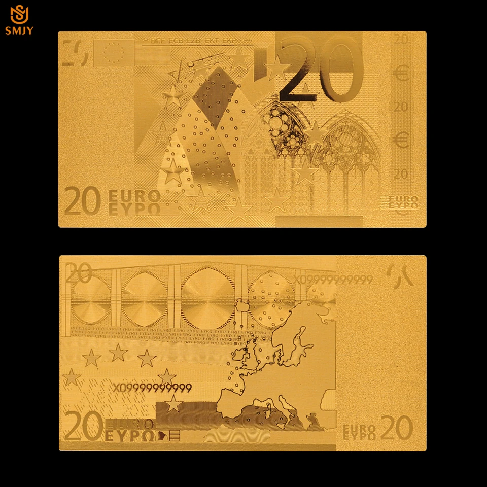 Золотая банкнота евро 20 банкноты позолоченные реплики реальные деньги для