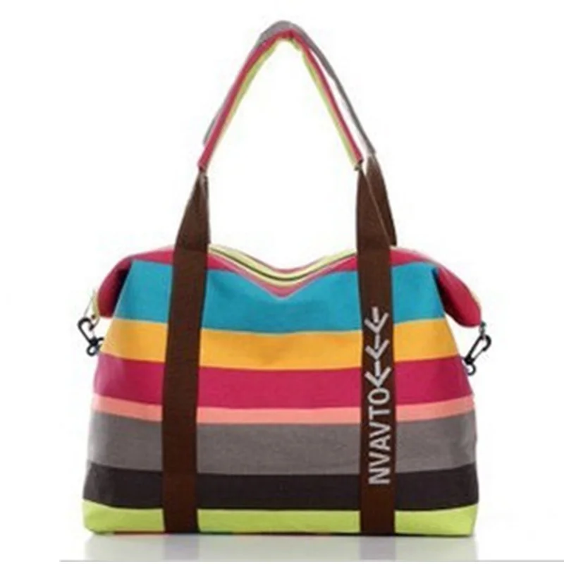 

Women Canvas Messenger Bag Female Shoulder Bags Ladies Beach Top-Handle Stripe Tote Shopping Purse Large Handbags Crossbody Bags