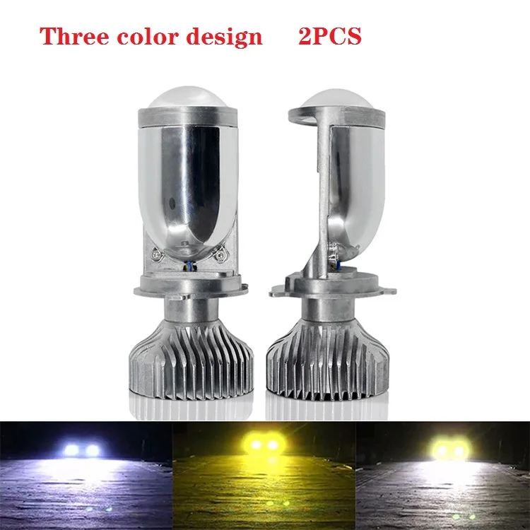 There color 2PCS Осенняя 1 пара ламп H4 светодиодный мини-проектор Объектив Автомобильный светодиодный светильник для автомобиля прозрачный луч 12 В/24 В 6000 К - Испускаемый цвет: There color 2PCS