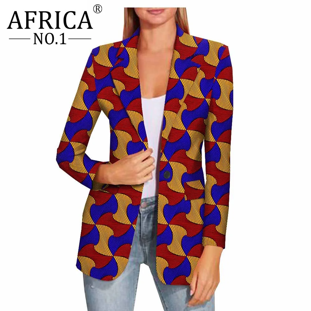 

Женский блейзер с вощеным принтом, пальто из хлопка с длинным рукавом и английским воротником, с подкладкой, A1924010, African-No.1