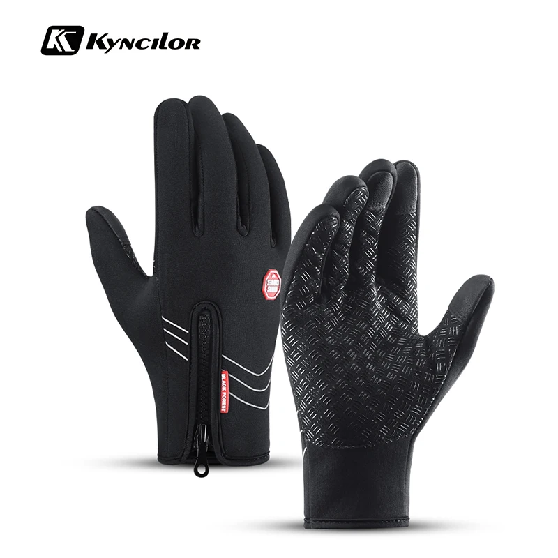 

Kyncilor Waterproof Hiking Bicycle Gloves Ciclismo Anti Slip Fleece Windstopper Touch Screen Warm Men Women Cycling Gloves