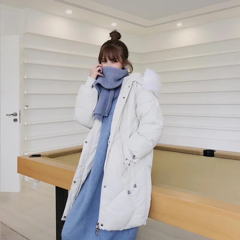 Зимняя женская новая парка средней длины Женская свободная пуховая куртка с