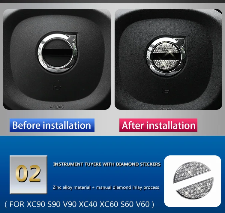 

Для volvo xc60 xc90 s90 v90 xc40 s60 v60 внутренняя модификация diamond украшения наклейки для автомобилей Автомобильные аксессуары