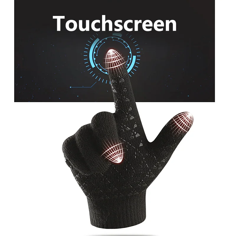 

Winter Knit Gloves Touchscreen Warm Thermal Soft Elastic Anti-Slip Women Men Cycling Running