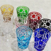 light luxury whisky glass crystal glass wine cup transparent european creative lattice engraved beer glass bar drinkware