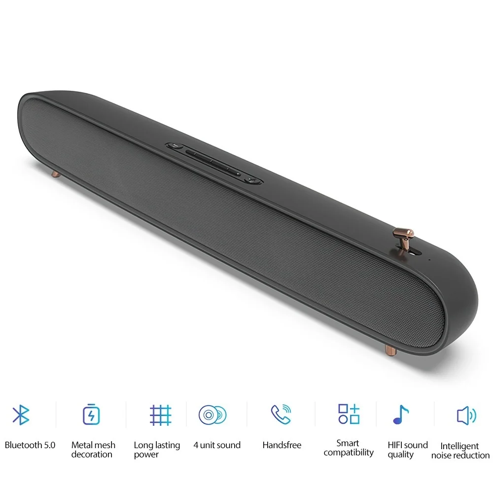 

Беспроводной динамик 3D объемный звук, Bluetooth, двойной динамик s, сабвуфер, звуковая панель с микрофоном для всех телефонов, компьютеров, ноутб...