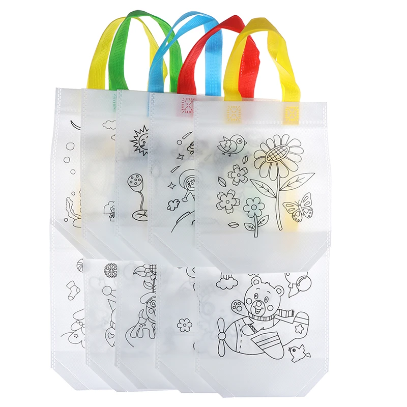 

Painted Handbag Non-woven Coloring Pictures Kindergarten Child Graffiti Material