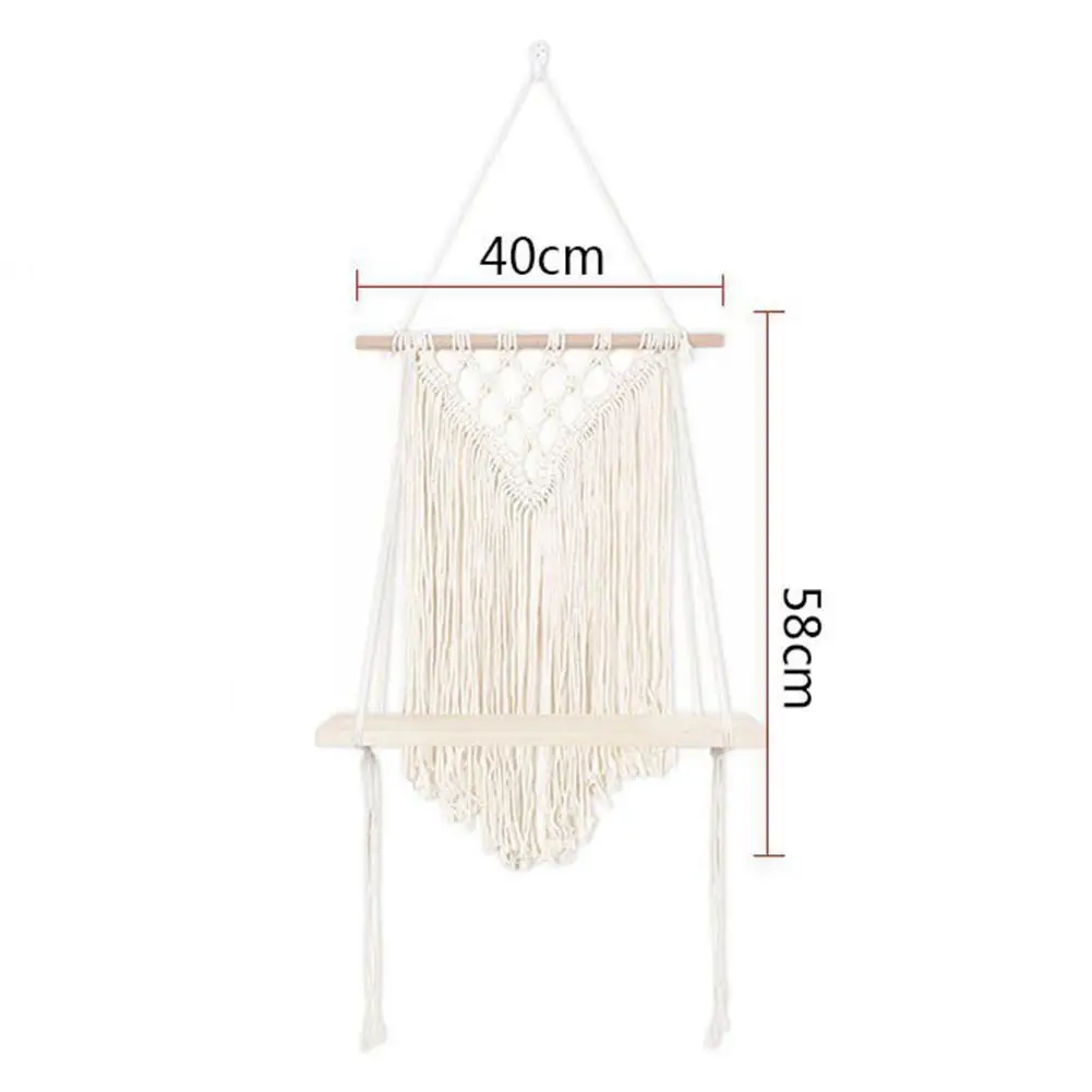 Вешалка для макраме в богемном стиле деревянная подвесная полка растений