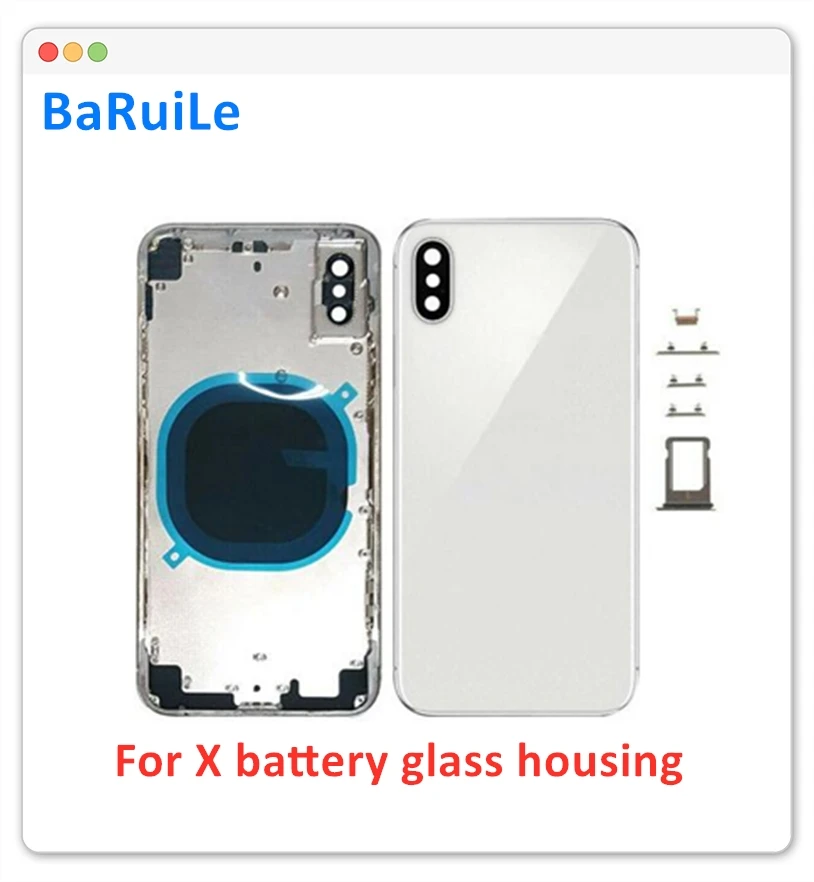 BaRuiLe замена крышка батареи Дверь для iphone XR/XS MAX/X XSM/XS Задняя стеклянная средняя