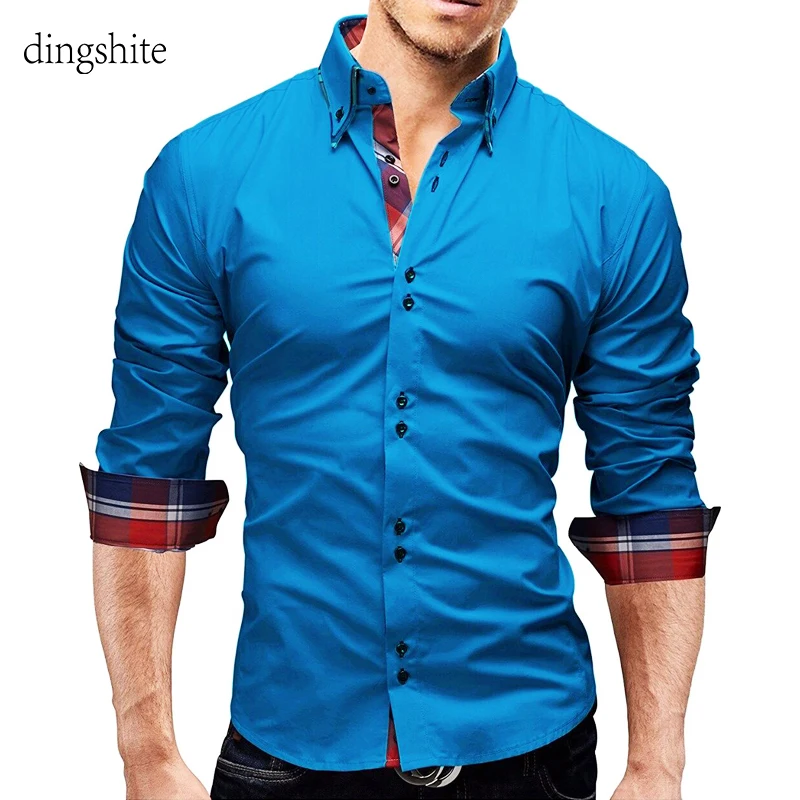 

Брендовая мужская рубашка Dingshite с длинным рукавом, топ в клетку, Мужская блузка, Повседневные базовые рубашки, осенние Рубашки с отворотами, ...