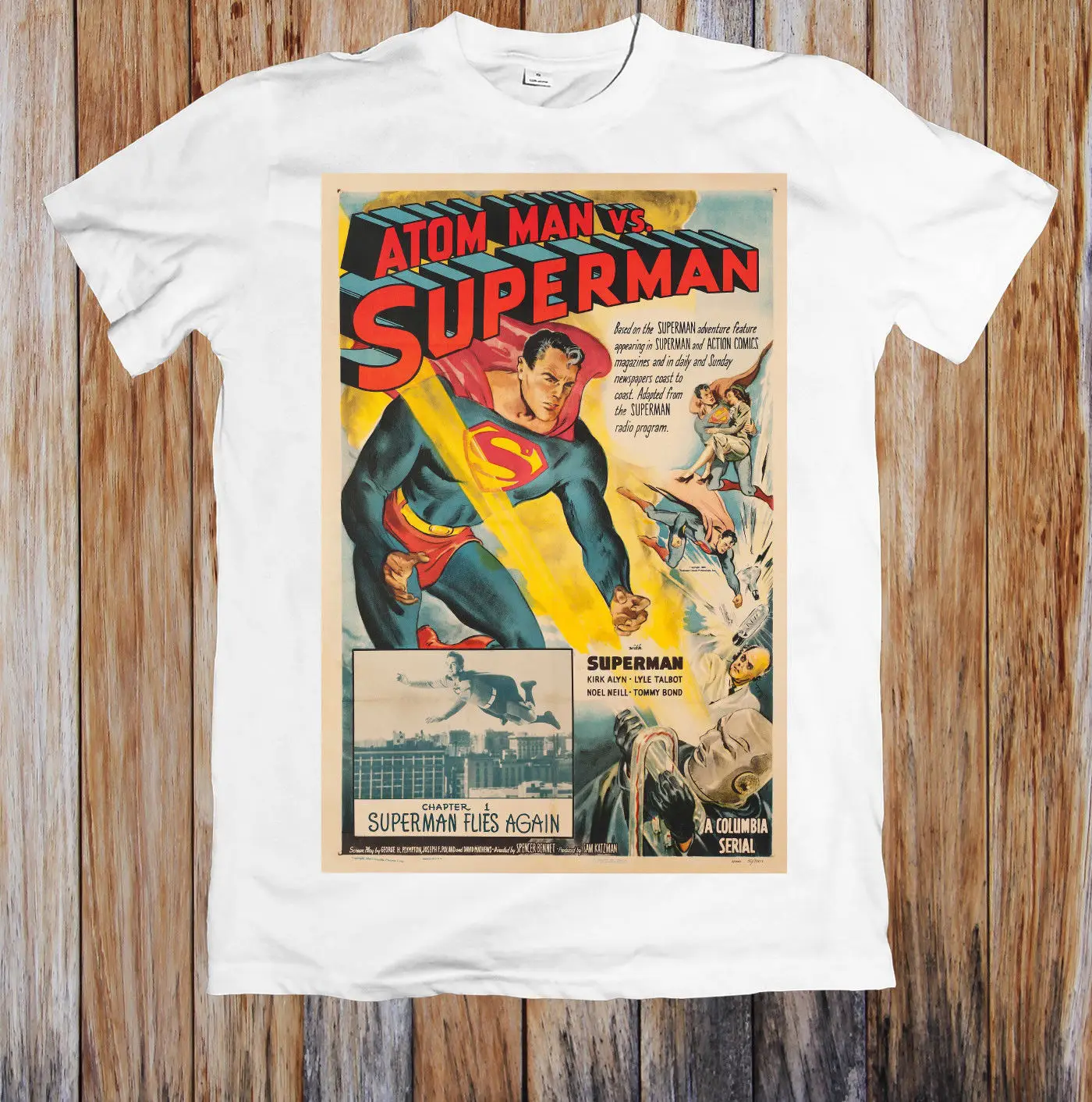 Atom Man Vs. Superman 1950'S в стиле старых плакатов с героями мультфильмов унисекс