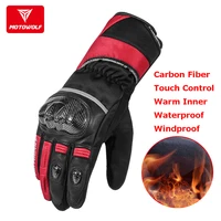 winter warm motorcycle gloves waterproof gloves carbon fiber windproof leather guantes moto invierno reflective touch operation