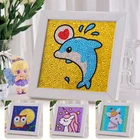 Алмазная живопись для детей, набор для рисования с маленькими и простыми стразами 5D, для девочек и мальчиков, для начинающих художников