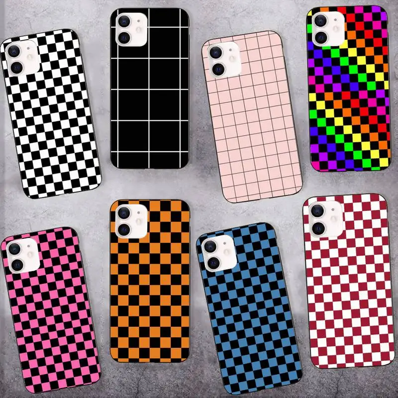 

Plaid Checkerboard Phone Case For iPhone 11 12 13 8 7 6 6S Plus X XS MAX 5 5S SE 2020 XR 11 pro DIY Funda capa