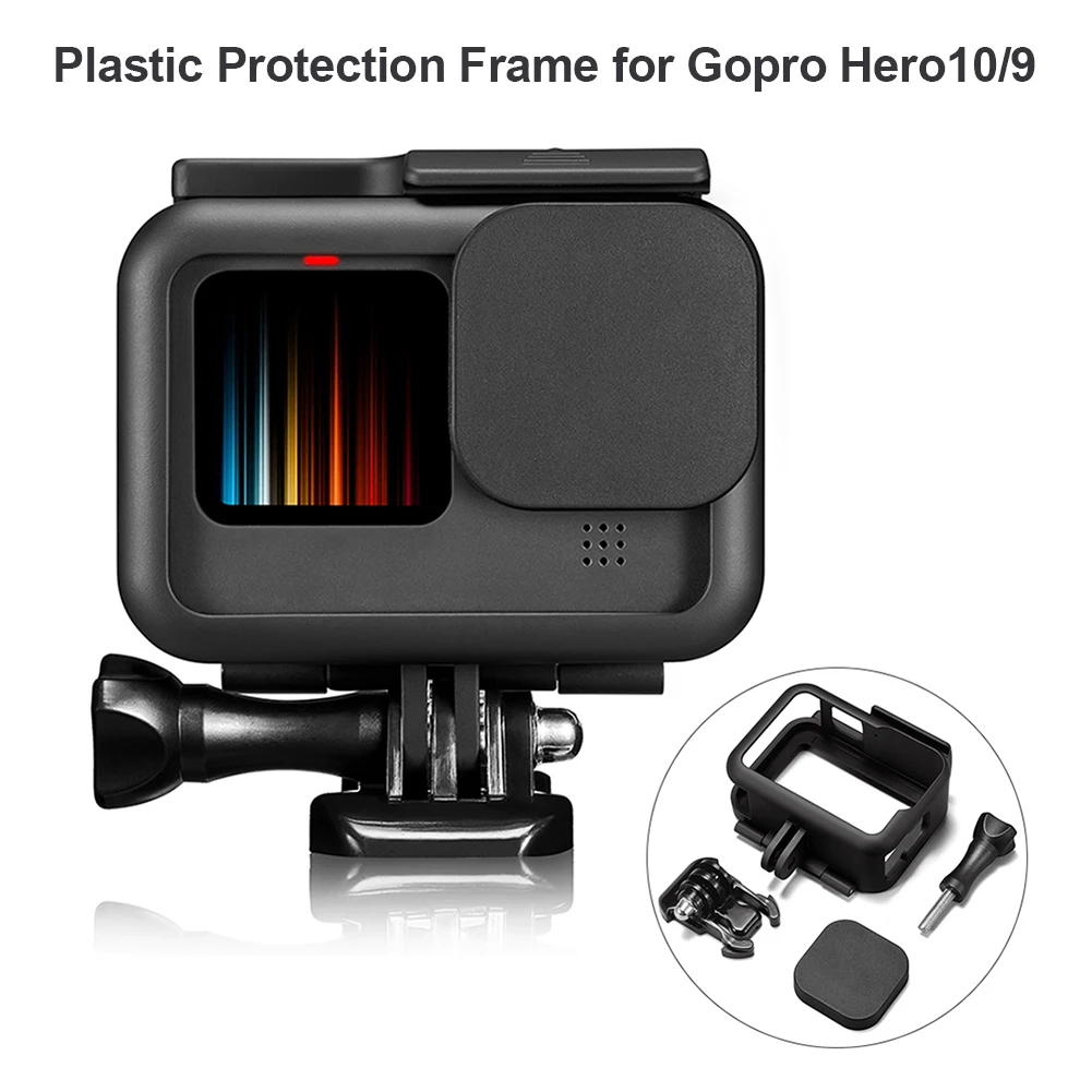 

Чехол для GoPro Hero 10 9, черная рамка, крышка для объектива, защитный чехол, клетка, стеклянный протектор экрана для Go Pro 10 9, аксессуары для Gopro9