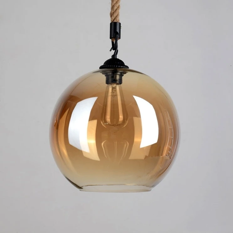 Лофт винтажный светильник Промышленный Глобус стеклянный ing пеньковая веревка