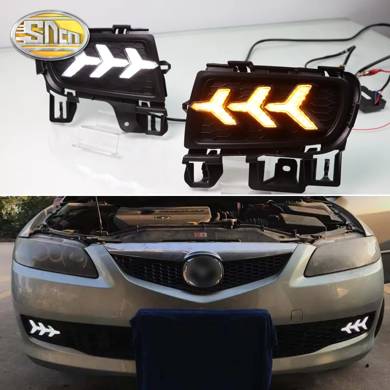 Светодиодсветодиодный дневные ходовые огни SNCN для Mazda 6 2006 ~ 2009 с желтым