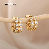 vintage zircon geometric hoop earrings for women metal punk gold piercing earrings 2021 trend jewelry birthday new year gifts