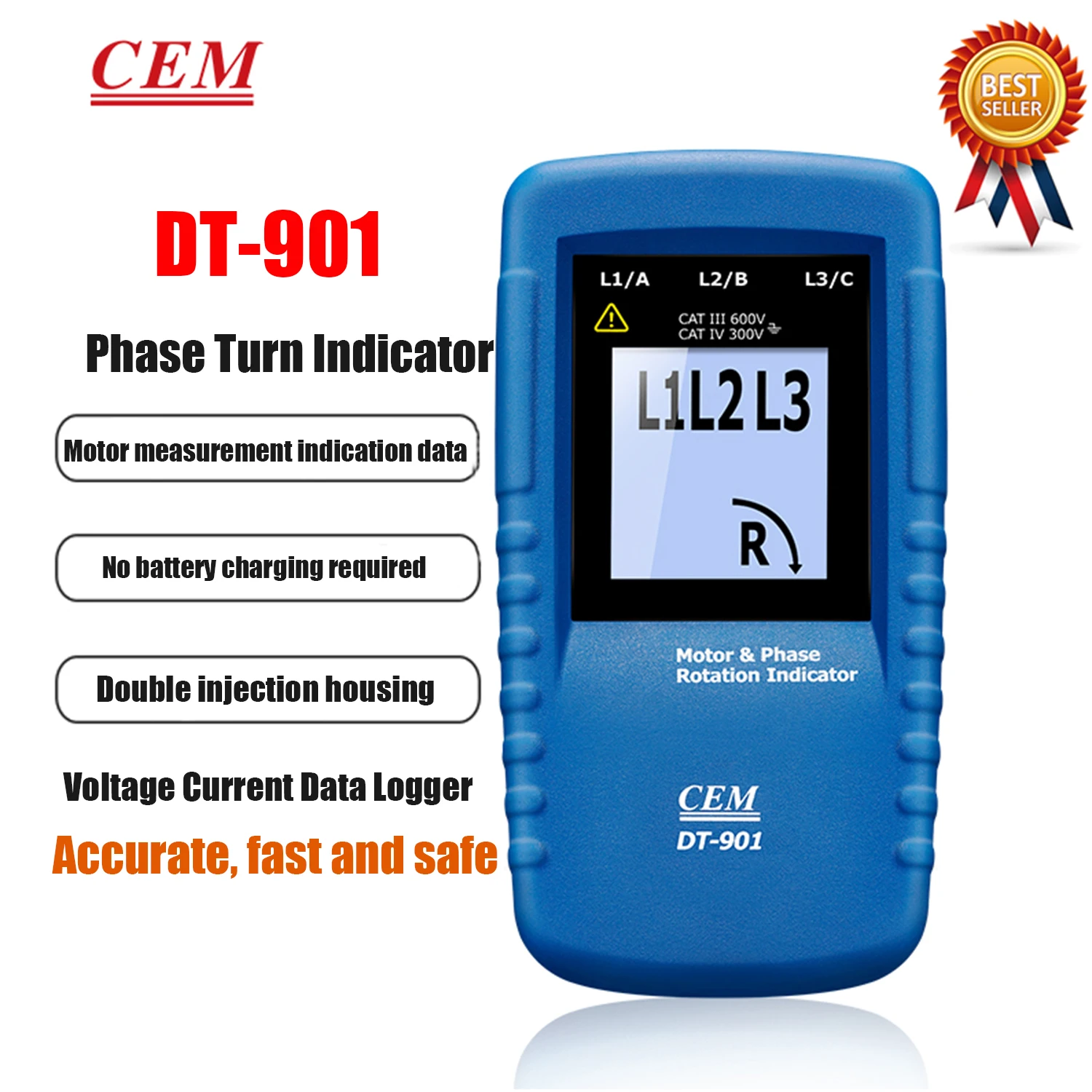 

CEM DT-901 DT-902 Phase Rotation Indicator Three-Phase Electric Alternating Current Phase Sequence Steering Indicator,New.