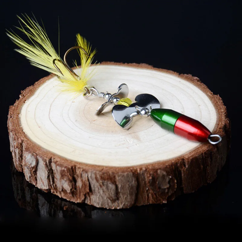 

Rotating Spinner Sequins Fishing Lure Wobbler Bait with Feather Fishing Tackle for Bass Trout Perch pike lure Artificial Bait