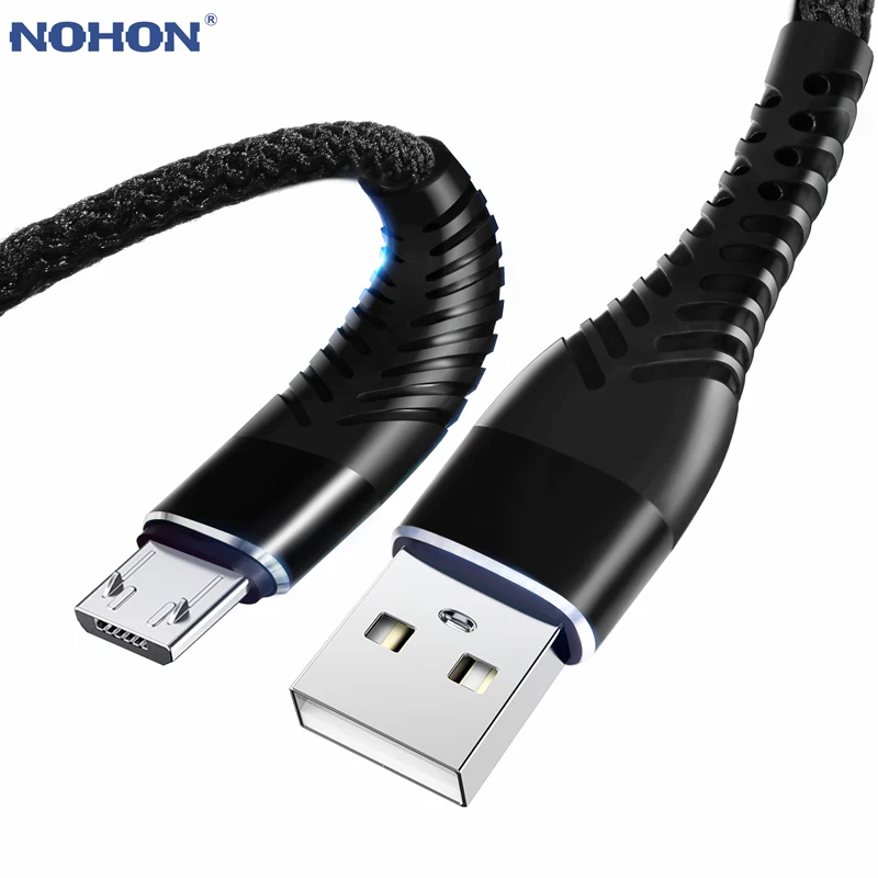 Кабель Micro USB NOHON высокопрочный кабель для быстрой зарядки 1 м 2 3 Samsung Xiaomi Huawei LG Android