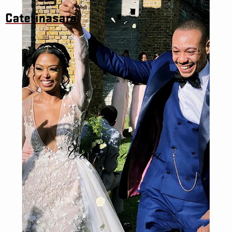 Сексуальные свадебные платья с глубоким V образным вырезом и юбкой годе из тюля