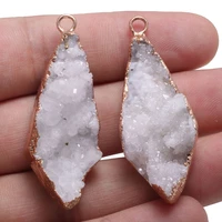 natural stone white agats necklace pendants irregular rhombus agats pendants for jewelry making diy necklace size 20x50mm