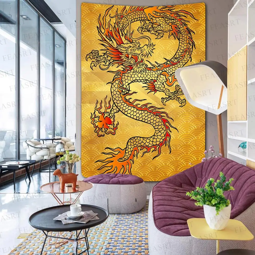 Гобелен в стиле ретро китайском с драконом постельные принадлежности гобелен