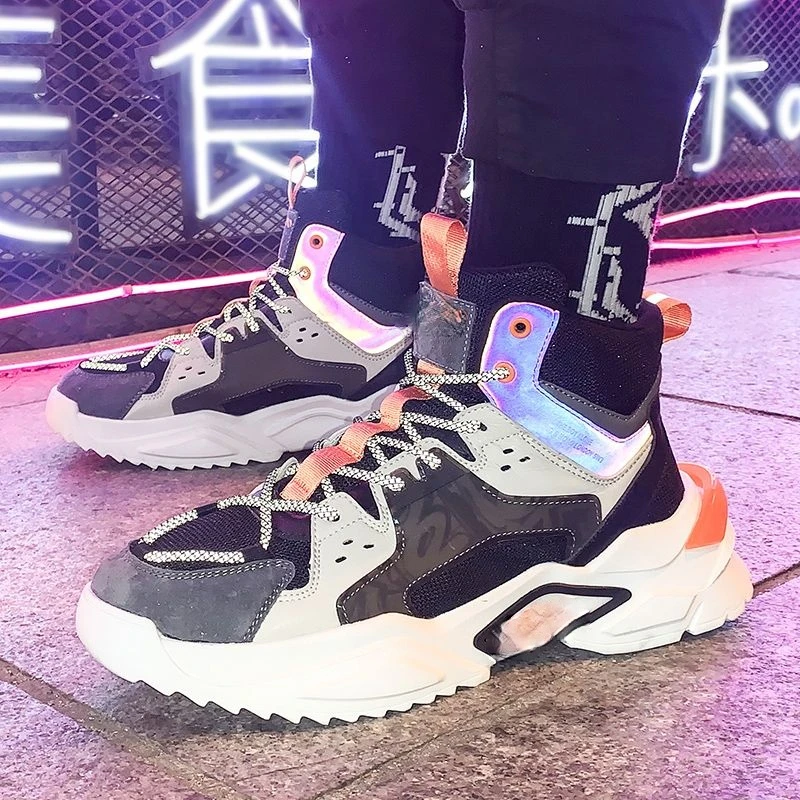 

New Men's Mesh Lace Up Casual High Top Pop Daddy Shoes Fashion Comfortable Sports Hot Men's Sports Shoes AQ063