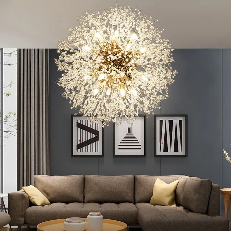 

Modern Chandelier Lighting LED G9 Nordic Clear Crystal Starburst Home Hanging Lamp Art Deco Party Foyer Hall Bedroom Living Room