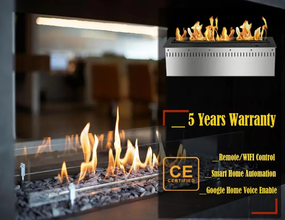 

Inno-Fire 30 inch RemoteControl silver or black wifi intelligent bio ethanol decorative fireplace mantel