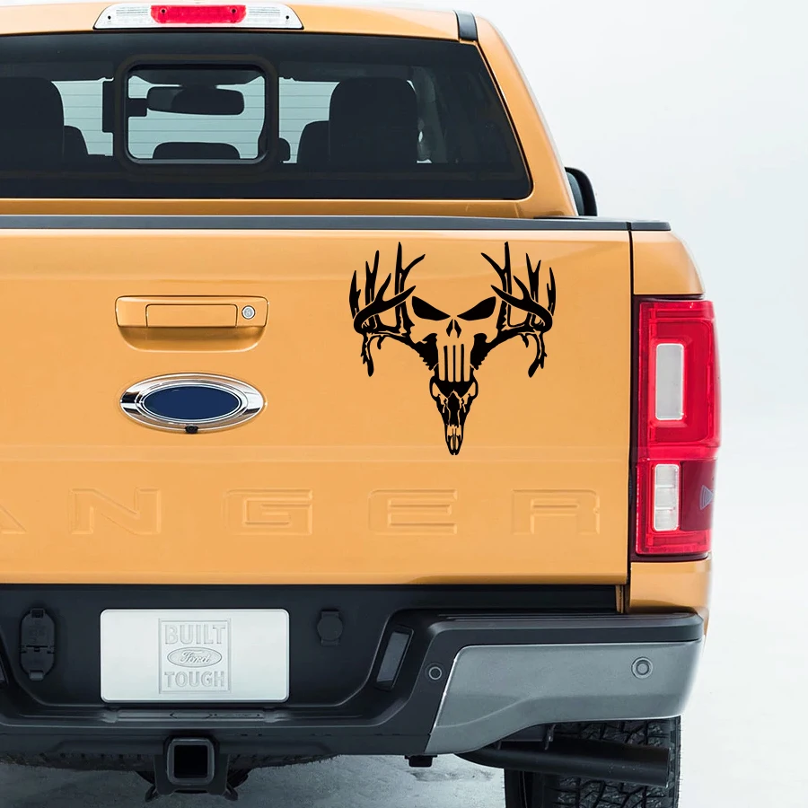 Автомобильные наклейки 1 шт. виниловая графика в виде черепа оленя фотография