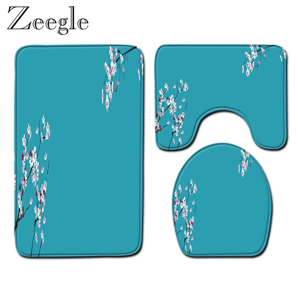 Zeegle Non-slip Ванная комната Туалет чехол пол впитывающие коврики для ванной коврик Ванная комната ковролин для пляжа в виде ракушки Ванная комната туалет