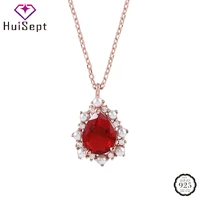 huisept luxury 925 silver jewelry necklace water drop shape ruby pearl zircon gemstone pendant for women wedding party wholesale